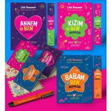 Anne - Baba - Kız Aramızda Ayraç Kartpostal Kişiye Özel Kalem - Turuncu
