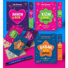 Anne - Baba - Kız Aramızda Ayraç Kartpostal Kişiye Özel Kalem - Lacivert