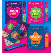 Anne - Baba - Kız Aramızda Ayraç Kartpostal Kişiye Özel Kalem - Mavi