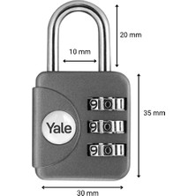 Yale Yale Geniş Tip Mini Şifreli Asma Kilit Gri