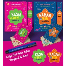 Baba - Kız Aramızda Ayraç Kartpostal Kişiye Özel Kalem - Lacivert