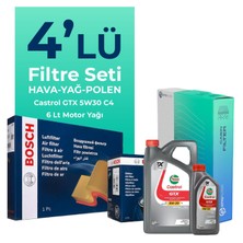 BOSCH Nissan Qashqai 1.3 Benzin Filtre Bakım Seti Castrol Motor Yağlı (2019-2023) 4 Lü