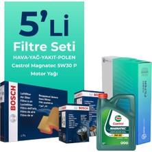 BOSCH Peugeot Partner 1.5 Dizel Filtre Bakım Seti Castrol Motor Yağlı (2019-2024) 5 Li
