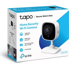 TP-LINK Tapo C100, 1080P Full HD İç Mekan Wi-Fi Güvenlik Kamerası, Hareket Tespit ve Takibi,  9m Gece Görüşü, Çift Yönlü Sesli İletişim, Sesli Alarm, Bulut/Yerel Depolama