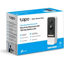 TP-LINK Tapo D230S1, 2K 5MP Tapo Akıllı Görüntülü Renkli Gece Görüş Destekli Kapı Zili, Pille çalışır, İki Yönlü Konuşma, IP64, Bulut/Yerel Depolama, Alexa ve Google Home ile Çalışır, Kolay Kurulum