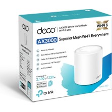 TP-Link Deco X50 (1-Pack) | Wi-Fi 6 Mesh Sistemi | AX3000 Mbps Hız | Fiber Uyumlu | Çift Bant | Gigabit Port | 150 Cihaz | 230 m² Kapsama | WPA3 | Mobil Uygulama ile Kolay Kurulum