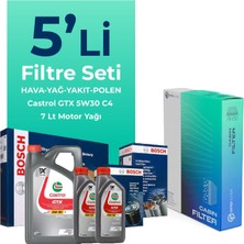 BOSCH Nissan Skystar 2.5 Dizel Filtre Bakım Seti Castrol Motor Yağlı (1997-2008) 5 Li