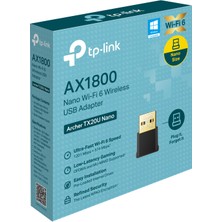 TP-Link Archer TX20U Nano | Wi-Fi 6 Nano USB Adaptör | AX1800 Mbps | Çift Bant | MU-MIMO | USB 3.0 | WPA3 | Windows 10/11 Uyumlu | Kolay Kurulum