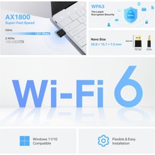 TP-Link Archer TX20U Nano | Wi-Fi 6 Nano USB Adaptör | AX1800 Mbps | Çift Bant | MU-MIMO | USB 3.0 | WPA3 | Windows 10/11 Uyumlu | Kolay Kurulum