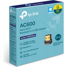 TP-Link Archer T2UB Nano | Wi-Fi 5 & Bluetooth 4.2 USB Adaptör | AC600 Mbps | Dual Band | Nano Tasarım | Gelişmiş Güvenlik | Windows Uyumlu