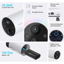 TP-Link Tapo C420S1, 2K QHD Kablosuz Bataryalı Güvenlik Kamerası, Yapay Zeka Desteği, Renkli Gece Görüşü, 180 Gün Şarj Süresi, Su Geçirmez, Yerel/Bulut Depolama, Sesli Alarm, Solar Panel Desteği + HUB