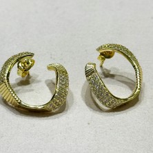 Masaliko Bendo 4 Gümüş Küpe MS3674, 925 Ayar Gümüş, Altın Kaplama