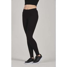 Kadın Modal Uzun Boy Orta Yüksek Bel Ince Si̇yah Likralı Tayt