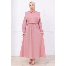 Bolerolu Beli Lastikli Elbise Pembe HM2756