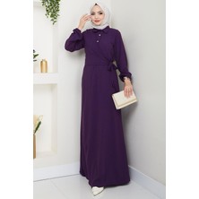Yandan Bağlamalı Ayrobin Elbise Mor HM2729
