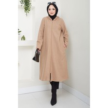 Fermuarlı Kapüşonlu Kap Camel HM2636