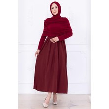 Drapeli Elbise Bordo HM2780