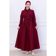 Kuşaklı Mevlana Elbise Bordo HM2105