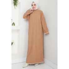 Ispanyol Kol Triko Elbise Camel HM2523