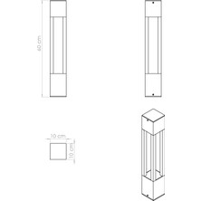 60 cm Modern Bahçe Yürüyüş Yolu Aydınlatma Direği | Dış Mekan Bollard Aydınlatma | Antrasit & Siyah