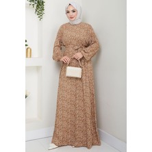 Çıtır Çiçek Desenli Yazlık Viskon Elbise Vizon HM2717