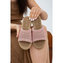 Pudra Önü Açık Hasır Örgü Dış Mekan Ve Ev Terliği