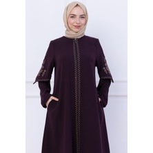 Nakış Detaylı Ferace Mürdüm HM2733