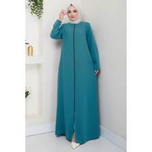Fermuarlı Büyük Beden Ferace Mint HM2488