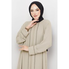 Mina Büyük Beden Taşlı Ferace Bej HM2308