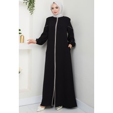 Kolları Nakışlı Ferace Siyah HM2721