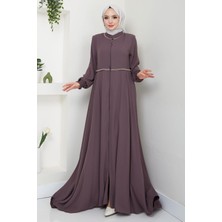 Nakışlı Mevlana Ferace Açık Kahverengi HM2359