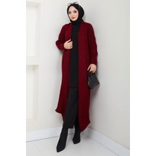 Şal Yaka Cepli Triko Hırka Bordo HM2534