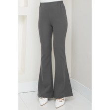Beli Lastikli Ispanyol Paça Kumaş Pantolon Füme HM2781