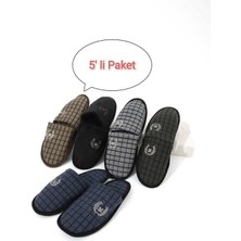 Moda Devrin 5'li Paket Kışlık Erkek Ev Terliği Düz Desenli Konforlu Kullanım İçin İdeal