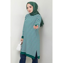 Çizgili Penye Tunik Zümrüt HM2418