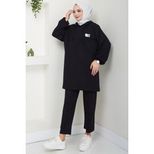 Arma Detaylı Kapüşonlu Ikili Takım Siyah HM2654