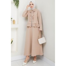 Fırfırlı Etekli Takım Bej HM2722