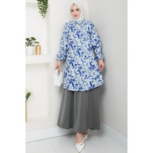 Çiçek Desenli Etekli Takım Indigo HM2739