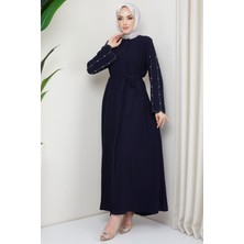 Kolu Taşlı Gizli Patlı Ferace Lacivert HM2152