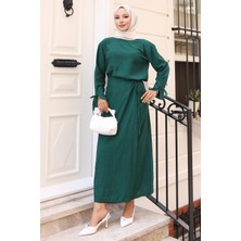 Bağcık Detaylı Etekli Takım Zümrüt HM2724