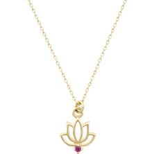 Yakut Lotus Çiçeği Kolye
