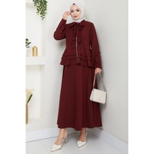 Fırfırlı Etekli Takım Bordo HM2722
