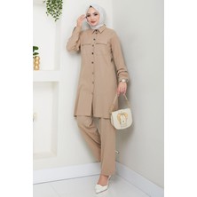 Çift Cepli Gömlekli Ikili Takım Vizon HM2685