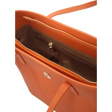 Paftalı Deri Kadın Tote Omuz Çanta – Fermuarlı, Günlük Kullanım Için, Uzun Askılı – 35x22x7 cm