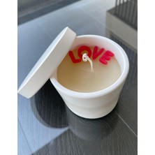Love Yazılı Kapaklı El Yapımı Beton Mum – Aromasız Dekoratif Hediye Mum