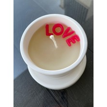 Love Yazılı Kapaklı El Yapımı Beton Mum – Aromasız Dekoratif Hediye Mum