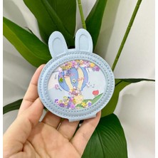 Boncuklu Mini Cep Çanta Aynası Tavşan Mavi