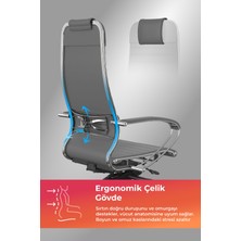 Metta Samurai Ergonomik Deri Ofis Koltuğu / Çalışma Sandalyesi - F.2.1.49 - Gri