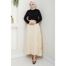 Kraşlı Etek Bej HM2706