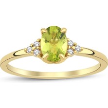 Peridot Oval Tektaş Pırlanta Yüzük